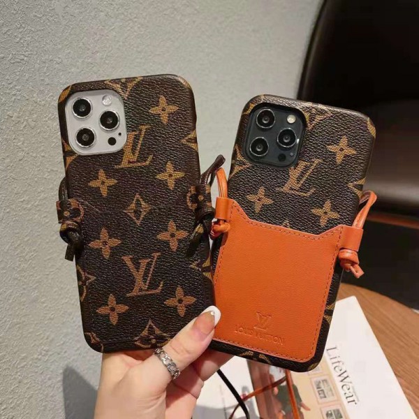 Louis Vuitton ルイヴィトン アイフォンiphone13/12pro maxスマホケース 革製高級感 ストラップ付き iphone 12/12pro max/11proケース カード収納 クラシック モノグラム