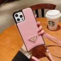 Prada/プラダ iphone12/13ケース かわいい個性潮 アイフォiphone 12/12 pro/12 pro max/12 miniケース ファッション ストラップ付き ジャケット型レディース 送料無料