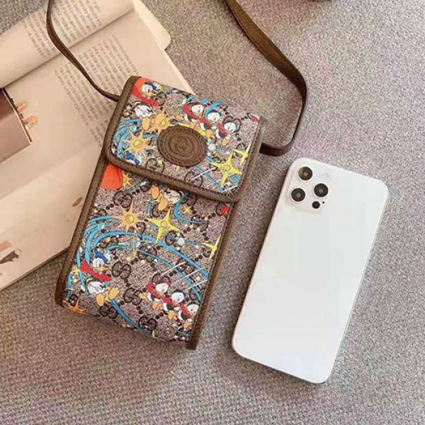 グッチ ブランドiphone 12/12 mini/12 pro/12 pro maxケース 個性潮 ショルダーバッグ ストラップ付 オシャレ刺繍 カードポケット付き Galaxy s20/note10/s10/s9 plusケース シンプ