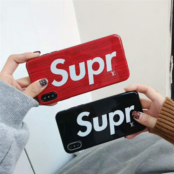 シュプリーム ルイヴィトンコラボ iphone xr/xsケース  シンプル風  supreme iphone x/xs/xs maxカバールイヴィトンアイフォン7/8plusケース 人気ジャケット