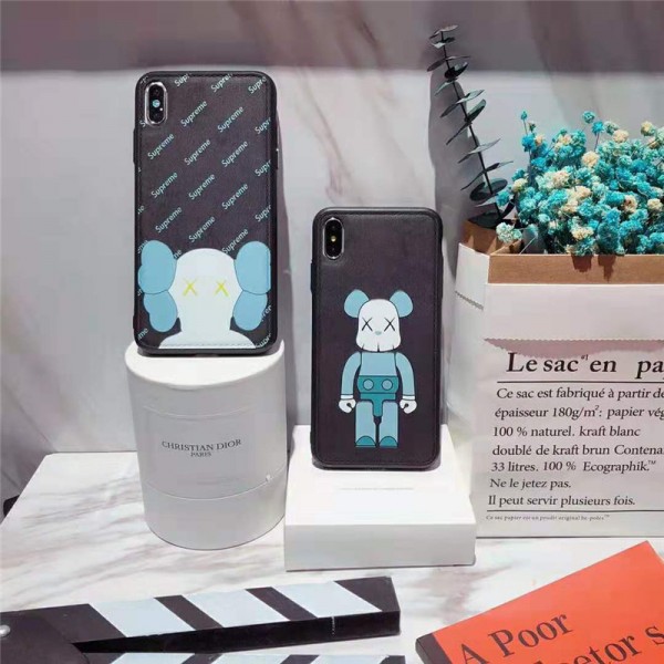 supreme kaws ペアお揃い アイフォン iphone x/xs/xs maxケース ビジネス ストラップ付きメンズ iphone 7/8/8plusケース 安いジャケット型 2020 iphone12ケース 高級 人気