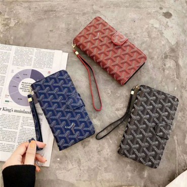 Goyard ゴヤール iphone xrケース 手帳型 galaxy S10plusケース ブランド Xperia Xz/ XZ1ケ  ース カード入れ galaxy S10ケース ストラップ付き iphone xs max/x/10/8