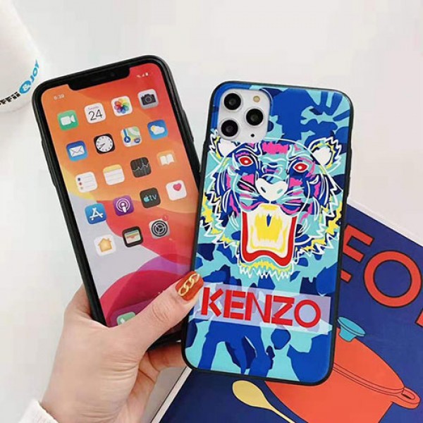 ケンゾーKENZO iphone11/11pro maxケースブランドiphone xr/xs/xs maxケース虎頭付き iphone x/10/8/7 plusケースファッション カッコイイ