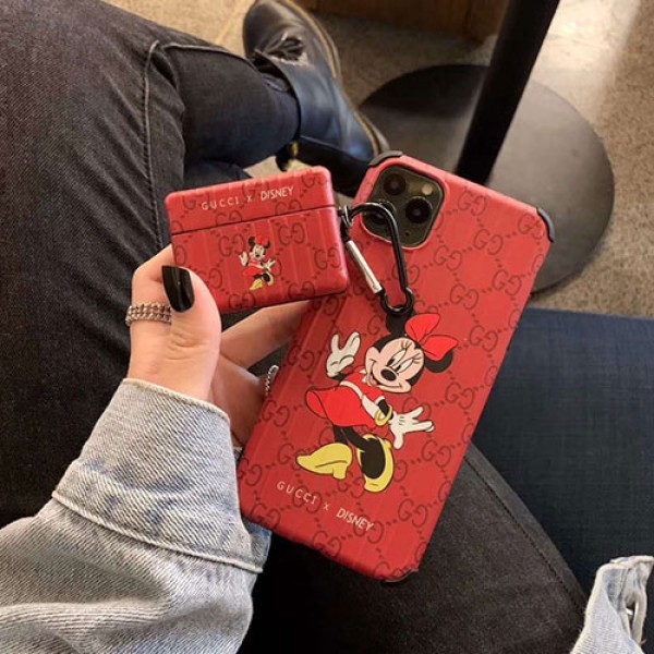 Gucci グッチ Disney ディズニーコラボ ペアお揃い アイフォン11ケース iphone 12pro max/xs/x/8/7ケース女性向け iphone xr/xs maxケース個性潮 iphone x/xr/xs/xs maxケース ファッションiphone x/8/7 plusケース大人気ブランドエアーポッズ プロ収納ケース