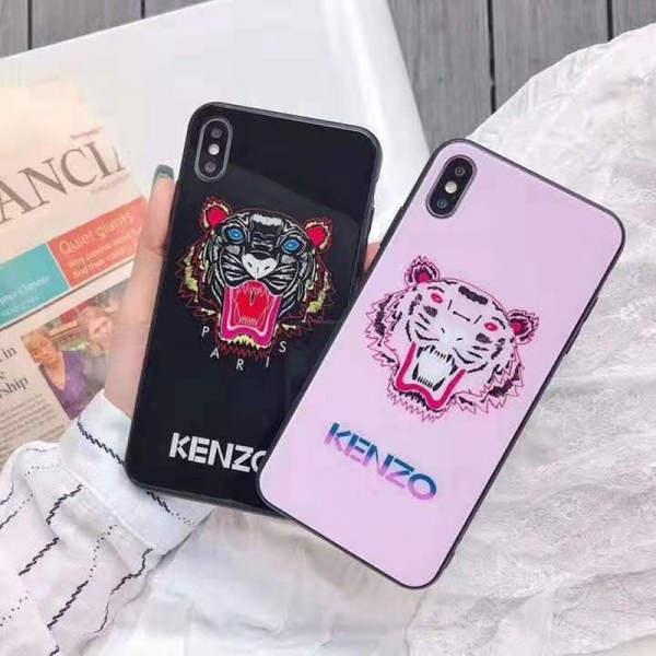 ケンゾー ブランド iphone12/12mini/12pro/12promaxケース ペアお揃い ガラス 虎頭柄 KENZO アイフォン11/11pro/xs/x/8/7 plusケース ジャケット型 ファッション 経典 メンズ 高級 人気 レディース